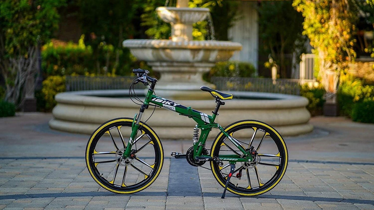 绿色折叠山地自行车